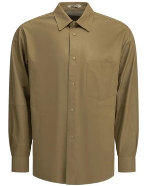 AURALEE Long-Sleeve Leather Shirt - Green