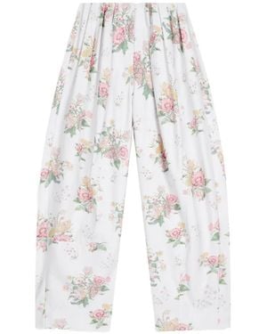 OPEN YY Floral Gather Trousers - White