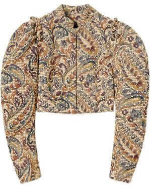 Twinset Paisley Puff-Sleeve Jacket - White