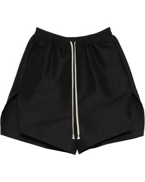 Rick Owens Stiff Drawstring Shorts With Slits - Black