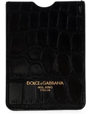 Dolce & Gabbana Croc-Effect Leather Cardholder - Black