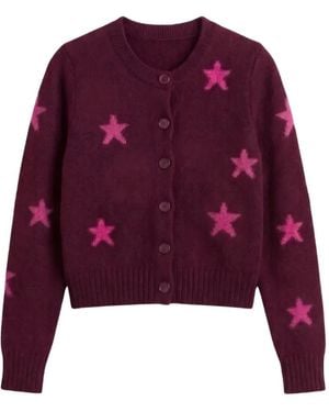Chinti & Parker Star-Intarsia Round-Neck Cardigan - Purple