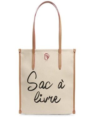 Lancel Canvas Leather-Trim Tote Bag - White