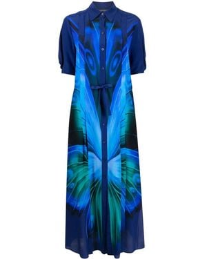 Alberta Ferretti Abstract-Print Shirtdress - Blue