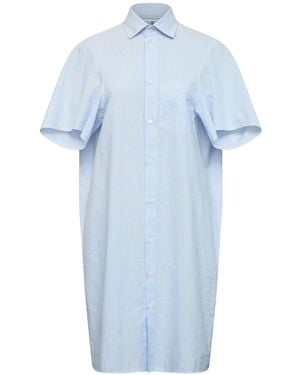 MM6 by Maison Margiela Short-Sleeve Striped Shirt Mini Dress - Blue