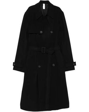 Hevò Double-Breasted Belted Coat - Black