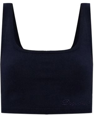 DSquared² Embroidered Crop Top - Blue