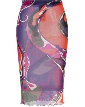 PUCCI Orchidee-print Tulle Skirt - パープル
