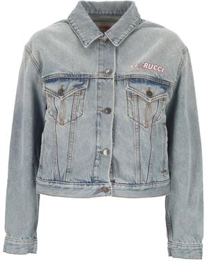 Fiorucci Logo-Embroidered Denim Jacket - Blue