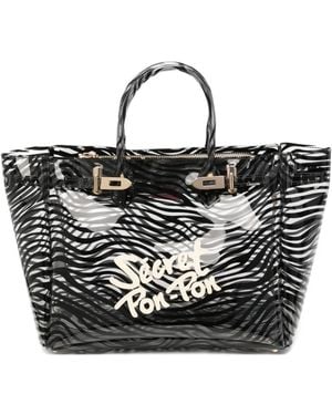 Secret Pon-pon Brigitte Animal-Print Tote Bag - Black
