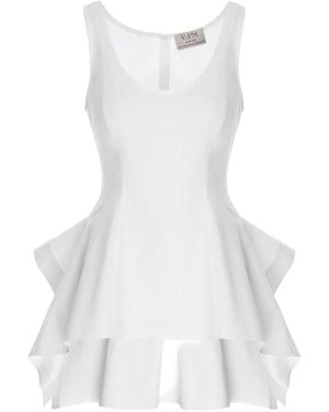 V:PM ATELIER Milo Ruffled Peplum Top - White