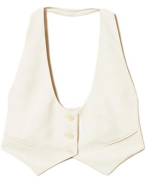 Twinset Halter-Neck Button Waistcoat - White