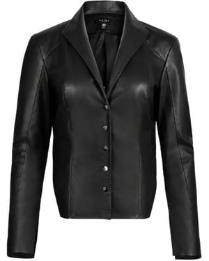 Heira Leatherwear Snatched Side-Slit Jacket - Black