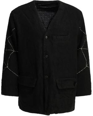 Kapital Embroidered Collarless Jacket - Black