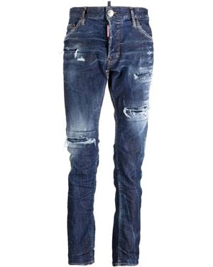 DSquared² Distressed-Finish Denim Jeans - Blue