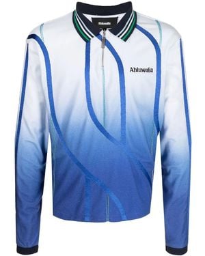 Ahluwalia Expression Long-Sleeve Polo Shirt - Blue