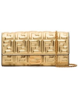 Fendi Ff-logo Baguette Clutch Bag - Metallic