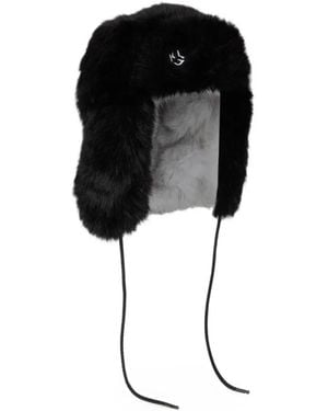 KARL LAGERFELD Monogram Faux-Fur Trapper Cap - Black