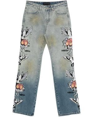 Who Decides War Dove Embroidered-Detail Jeans - Blue