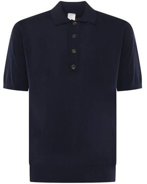 Eleventy Geknöpfte Poloshirt-Oberteil - Blau