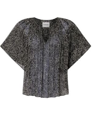 Isabel Marant Neslya Printed Blouse - Gray