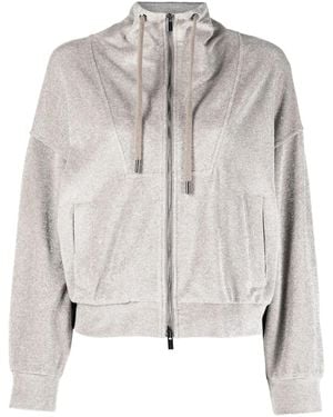 Peserico Metallic Hooded Bomber Jacket - Grey