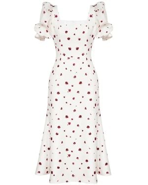 POST MERIDIEM Vestido Midi Con Motivo Floral - Blanco