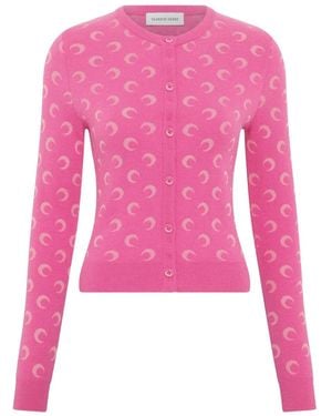 Marine Serre Moon Jacquard Knit Cardigan - Pink