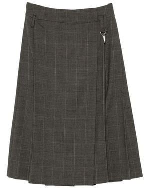 Simone Rocha Prince Of Wales Check Pleated Skirt - Gray