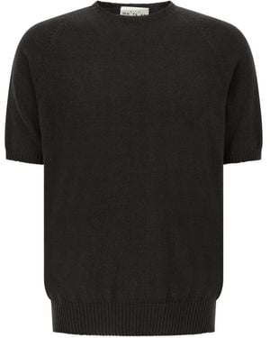 Ma'ry'ya Short-Sleeve Knitted T-Shirt - Black