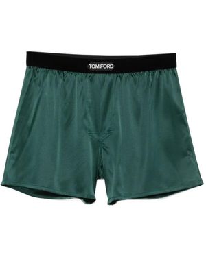Tom Ford Bóxer De Seda Con Logo En La Cintura - Verde