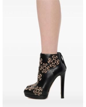 McQueen Cut-Out Ankle Boots - Black