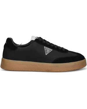 Guess Logo-Plaque Suede Trainers - Black