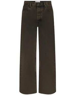 FRAME The Loose Acid-Wash Wide-Leg Jeans - Black