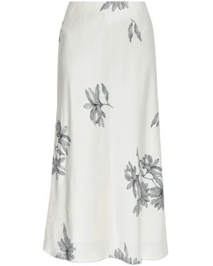 By Malene Birger Floral-Print Slip Midi Skirt - White