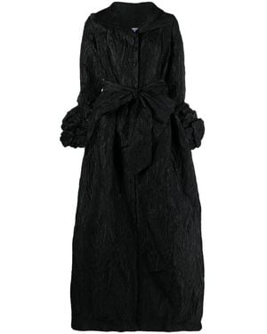 Baruni Gathered-Sleeve Shimmer Belted Gown - Black