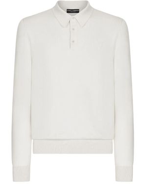 Dolce & Gabbana Long-Sleeve Polo Shirt - White