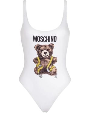 Moschino Teddy Bear Logo Swimsuit - White