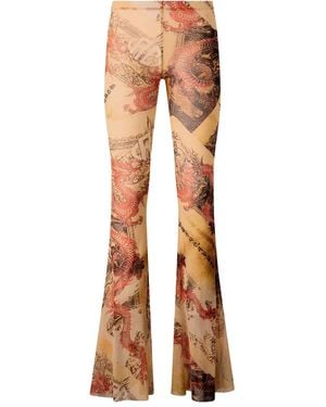 Roberto Cavalli Flared Printed Pants - Natural