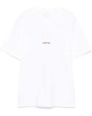 ShuShu/Tong Floral-Appliqué T-Shirt - White