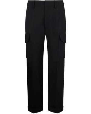 DSquared² Tropical Wool Straight Cargo Trousers - Black