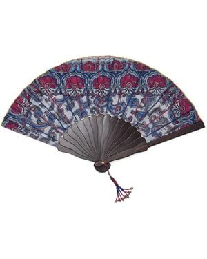 Maliparmi Sunset Paisley Bead-Embroidered Fan - Blue