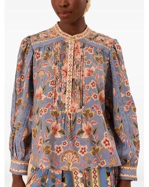 FARM Rio Superbloom Tapestry-Print Blouse - Brown