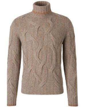 Fedeli Cable-Knit Roll-Neck Sweater - Brown