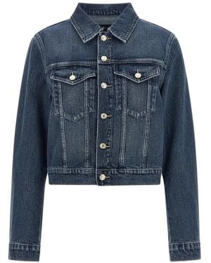 7 For All Mankind Darted Shrunken Denim Jacket - Blue