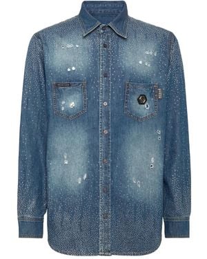 Philipp Plein ラインストーン シャツ - ブルー