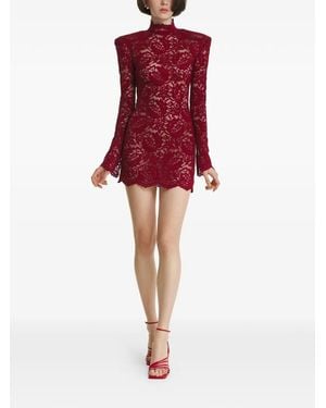 2310 STUDIO Lace-Panelled High-Neck Mini Dress - Red