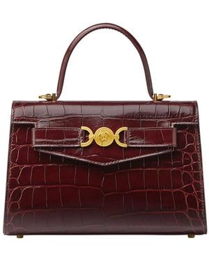 Versace Crocodile-Embossed Leather Tote Bag - Purple