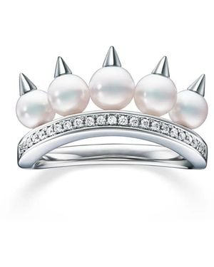 Tasaki 18Kt Witgouden Collection Line Danger Diamanten Ring