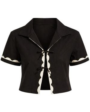 Seafolly Tie-Detail Cropped Shirt - Black
